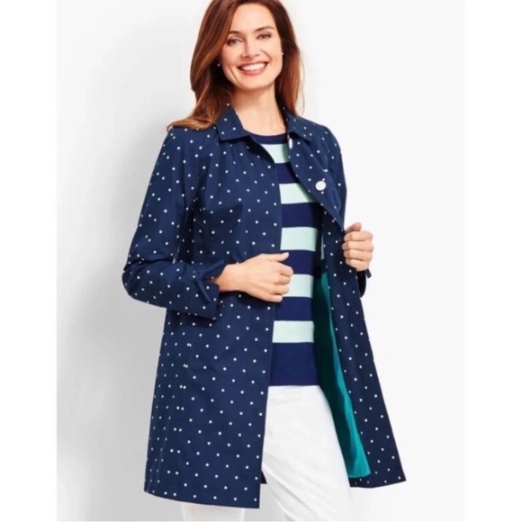 Talbots 12 Navy Polka Dot jacket Coat nwt - Picture 2 of 10
